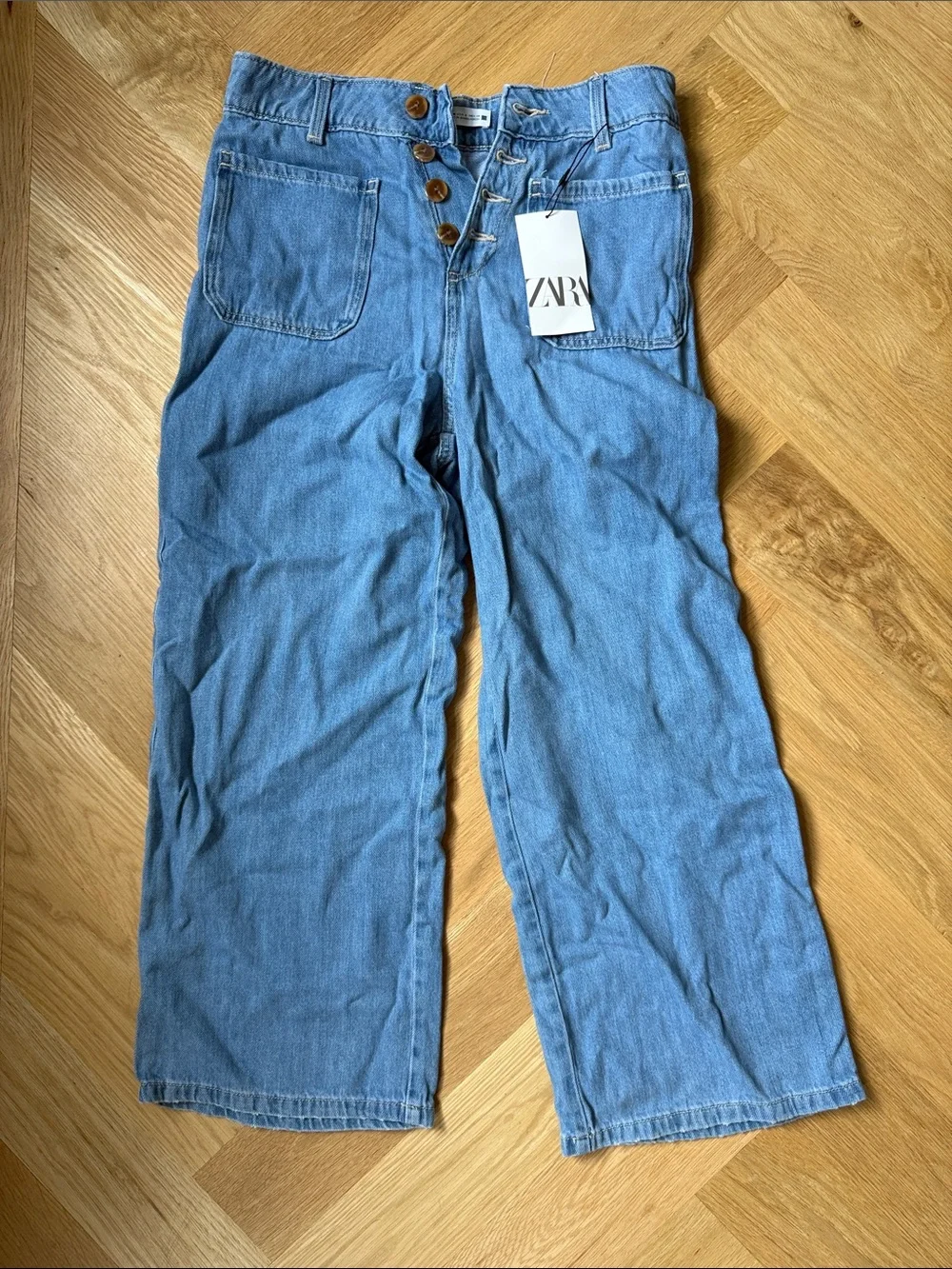 ZARA Light Blue Wide-Leg High-Rise Jeans